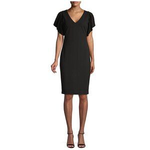 Eliza J Ruffle Pleated-Sleeve Sheath Dress